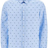 LIGHT BLUE CASUAL COTTON SHIRT WITH PRINT