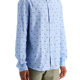 LIGHT BLUE CASUAL COTTON SHIRT WITH PRINT