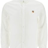 MEN'S WHITE COTTON SHIRT WITH FOX EMBROIDERY