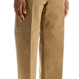 CAMEL COTTON CHINO PANTS WITH TRICOLOR RIBBON