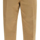 CAMEL COTTON CHINO PANTS WITH TRICOLOR RIBBON