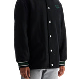 BLACK WOOL VARSITY JACKET WITH EMBROIDERY