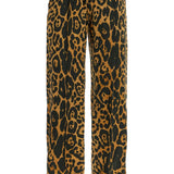 WIDE LEG LEOPARD PRINT SILK PANTS IN CAMEL AND BLACK