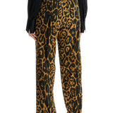 WIDE LEG LEOPARD PRINT SILK PANTS IN CAMEL AND BLACK