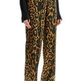 WIDE LEG LEOPARD PRINT SILK PANTS IN CAMEL AND BLACK