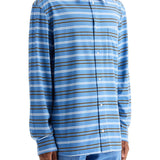 LIGHT BLUE COTTON TURTLENECK POLO WITH HORIZONTAL STRIPES