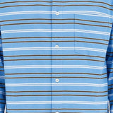 LIGHT BLUE COTTON TURTLENECK POLO WITH HORIZONTAL STRIPES