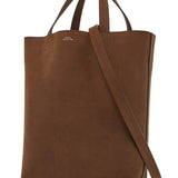 MEDIUM BROWN CALFSKIN BAG WITH REMOVABLE SHOULDER STRAP CABAS MAIKO