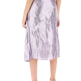 'METALLIC SATIN MIDI WRAP SKIRT WITH