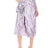 'METALLIC SATIN MIDI WRAP SKIRT WITH