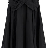 BLACK PLEATED MIDI SKIRT IN POLYAMIDE