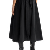 BLACK PLEATED MIDI SKIRT IN POLYAMIDE