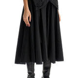 BLACK PLEATED MIDI SKIRT IN POLYAMIDE