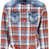 PLAID WESTERN SHIRT WITH DENIM INSERTS