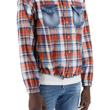 PLAID WESTERN SHIRT WITH DENIM INSERTS