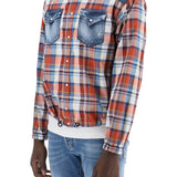 PLAID WESTERN SHIRT WITH DENIM INSERTS