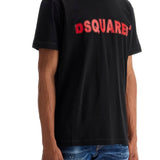 MEN'S BLACK COTTON T-SHIRT WITH RED LOGO