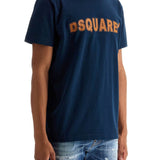 T-SHIRT IN COTONE BLU NAVY CON SCOLLO AMPIO