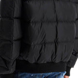 SHINY BLACK CROPPED PADDED BOMBER JACKET IN POLYAMIDE