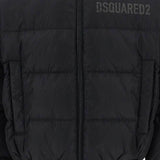 SHINY BLACK CROPPED PADDED BOMBER JACKET IN POLYAMIDE