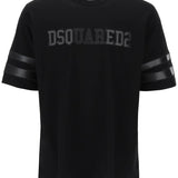 T-SHIRT WITH FAUX LEATHER INSERTS