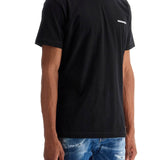 BLACK COTTON T-SHIRT WITH EMBROIDERED LOGO