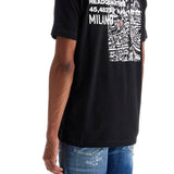 BLACK COTTON T-SHIRT WITH EMBROIDERED LOGO