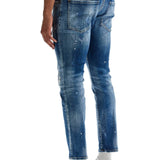 SLIM FIT NAVY BLUE USED EFFECT JEANS