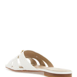 MILK CALF LEATHER SLIPPERS WITH STRIPED STRUCTURE AND GOLDEN DETAILS