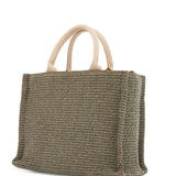 RAFFIA-EFFECT CANVAS SMALL TOTE BAG