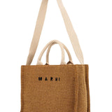 RAFFIA-EFFECT CANVAS SMALL TOTE BAG