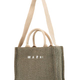 RAFFIA-EFFECT CANVAS SMALL TOTE BAG