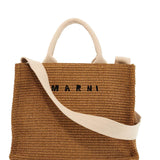 RAFFIA-EFFECT CANVAS SMALL TOTE BAG