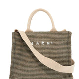 RAFFIA-EFFECT CANVAS SMALL TOTE BAG