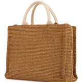 RAFFIA-EFFECT CANVAS SMALL TOTE BAG