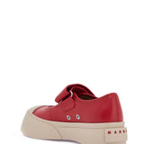 INTENSE CRIMSON CALFSKIN SNEAKERS WITH VELCRO CLOSURE