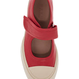 INTENSE CRIMSON CALFSKIN SNEAKERS WITH VELCRO CLOSURE