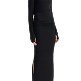 LONG RIBBED JERSEY DRESS WITH NINE WORDS