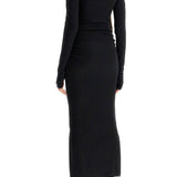 LONG RIBBED JERSEY DRESS WITH NINE WORDS