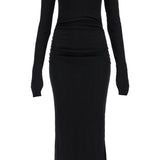 LONG RIBBED JERSEY DRESS WITH NINE WORDS