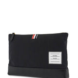 LARGE POUCH WITH GOLD ZIP AND BLACK TRICOLOR STRIPE