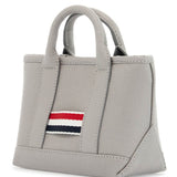 LIGHT GRAY LEATHER MICRO TOOL TOTE BAG WITH TRICOLOR STRIPES