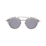 ROUND SUNGLASSES IN LIGHT GREY TITANIUM AND ACETATE WITH SIDE PROTECTION