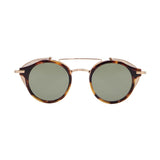 ROUND SUNGLASSES TITANIUM ACETATE TORTOISESHELL GREEN LENSES