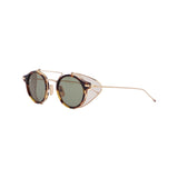 ROUND SUNGLASSES TITANIUM ACETATE TORTOISESHELL GREEN LENSES