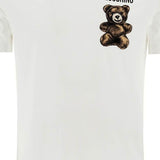 WHITE COTTON T-SHIRT WITH BEAR PRINT