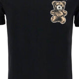 BLACK COTTON T-SHIRT WITH BEAR PRINT