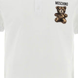 WHITE COTTON POLO WITH EMBROIDERED LOGO