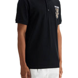 BLACK COTTON POLO WITH BEAR PRINT