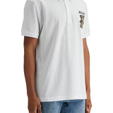 WHITE COTTON POLO WITH EMBROIDERED LOGO